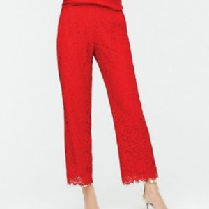 J. Crew Red Lace Cropped Pull On Pants Size 4